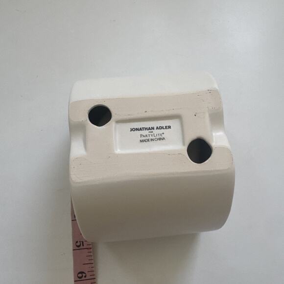 Jonathan Adler Partylite White Pottery APPLE Candle‎ Holder with Lid Home Decor - Picture 6 of 10